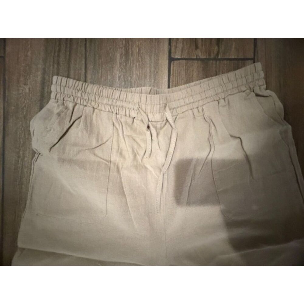 Tan casual pants with drawstring waist size L